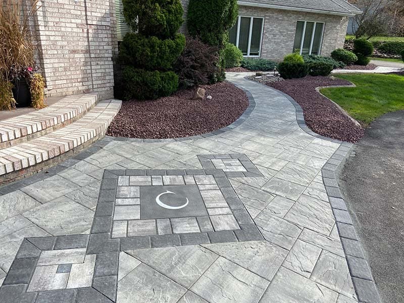 Paver patio with custom inlay