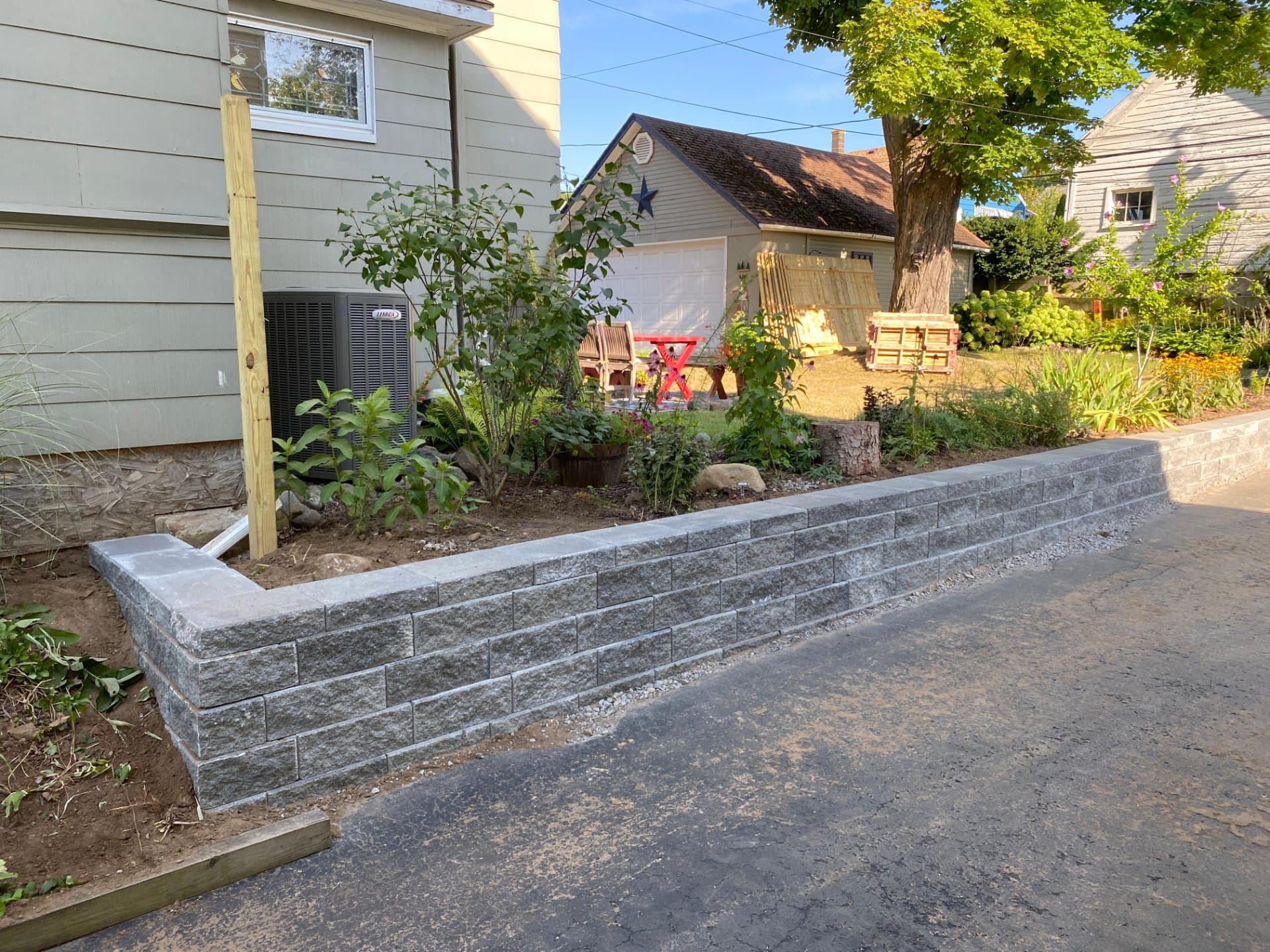 Retaining wall property line boundary